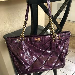 Coach purple patent leather Madison tote w/wallet